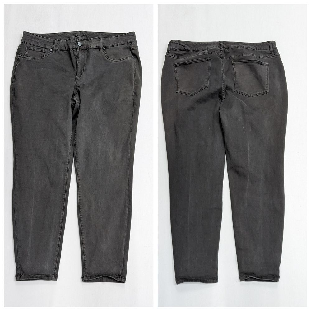 Grunge Revival Washed Black Skinny Jeans Plus Size 20 Goth Y2K Denim